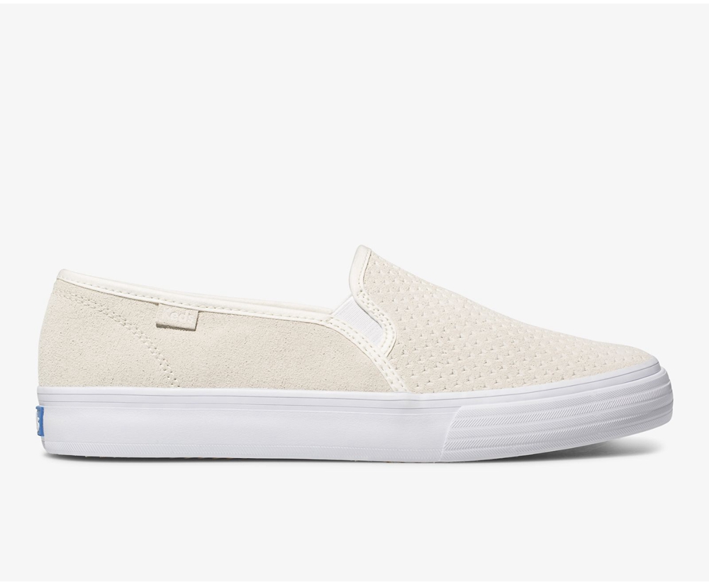 Keds Slip Ons Damen Weiß - Double Decker Suede - HWZ-128473